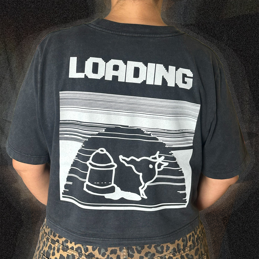 Bad Dog "Loading" Boxy Crop Tee (white screen print)