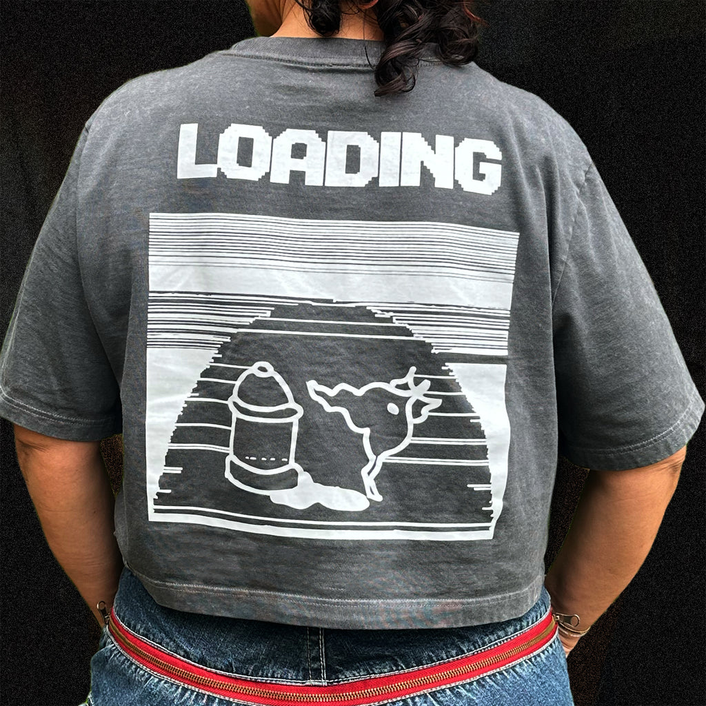 Bad Dog "Loading" Boxy Crop Tee (white screen print)