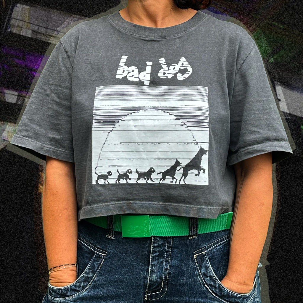 Bad Dog "Loading" Boxy Crop Tee (white screen print)