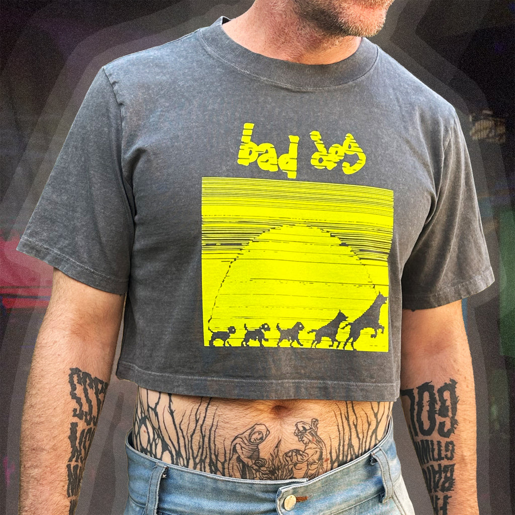 Bad Dog "Loading" Boxy Crop Tee (fluro green screen print)